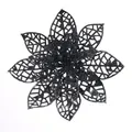Flor de pascua artificial negra con purpurina y diseño hueco para decorar el árbol. - Flor de Navidad Calada / Negro