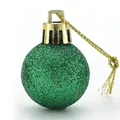 Single sparkling green glitter Christmas ball ornament for festive tree decoration - 3cm / Glitter Ball / Green