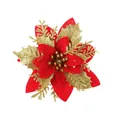 Fiore di stella di Natale artificiale rosso e oro per decorazione albero di Natale - Unità Singola / Oro e Rosso
