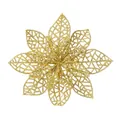 Flor de nochebuena artificial dorada con purpurina para decorar el árbol de Navidad - Flor de Navidad Calada / Dorado