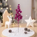 Magenta artificial glitter berry stem pick for Christmas tree DIY decor accessories - 15-Head with Wire / Rose Red