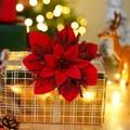 Fiore di stella di Natale artificiale rosso con glitter per decorazioni natalizie eleganti. - Tutto Rosso