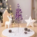 Decorative glittery purple artificial berry stem for Christmas tree and DIY wreaths - 15-Head with Wire / Lavender