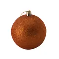 Shiny brown glitter Christmas ball ornament with silver hanging loop for tree decoration - 3cm / Glitter Ball / Bronze
