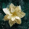 Sparkling gold glitter poinsettia flower head for Christmas tree and festive decor - Poinsettia Flower / Gold Red