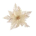 Decorative gold glitter artificial Poinsettia flower for Christmas tree holiday home decor - Single Layer Ink (No Powder Shedding) / 15cm / Gold + Gold