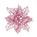 Sparkling pink glitter poinsettia flower for festive Christmas tree decorations - 9cm Flower Head / Pink
