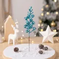 Glittery blue artificial Christmas berry stem for DIY tree and wreath craft decoration - 15-Head with Wire / Light Blue