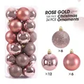 Set di 24 palline di Natale in oro rosa in confezione cilindrica - Set da 24 / Oro rosa / 3cm