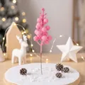 Artificial Christmas berry stem with pink glitter finish for holiday DIY decor - 15-Head with Wire / Hot Pink