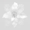 Elegant white glitter poinsettia flower ornament for DIY Christmas tree decoration - 24cm Flower Head / White