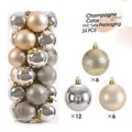 Set da 24 palline di Natale champagne e argento in confezione a tubo cilindrico trasparente - Set da 24 / Champagne / 3cm