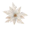 Gold glitter artificial Poinsettia flower ornament for Christmas tree decoration - Single Layer Ink (No Powder Shedding) / 15cm / Silver+Gold