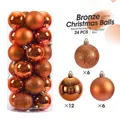 Set de 24 bolas de Navidad bronce de 6cm con acabados brillante mate y purpurina - Juego de 24 / Bronce antiguo / 4cm
