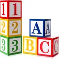 Vue rapprochée détaillée des boîtes à ballons colorées ABC et 123 pour décorations de fête - Ensemble 123 et ABC / Lot de 6 / Coloré