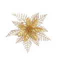 Elegant glittery gold artificial Christmas poinsettia flower for tree decoration - Single Layer Ink (No Powder Shedding) / 15cm / Gold