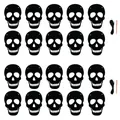 Kit bannière tête de mort Halloween DIY avec 20 pièces en feutre, fils et aiguilles - Style Crâne Noir / 20 Pièces/Pack