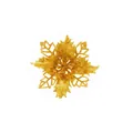 Sparkling golden glitter artificial Christmas flower for DIY holiday tree decoration - 9cm Flower Head / Gold