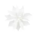 Funkelnder weißer Glitzer-Weihnachtsblumenkopf aus Kunststoff für Baumschmuck - 9cm Klein / Weiß