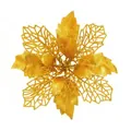 Artificial glittering gold Christmas flower ornament for festive tree DIY projects - 24cm Flower Head / Gold