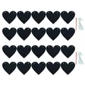 Kit de bannière en feutre noir en forme de cœur avec ficelles et aiguilles pour fête DIY - Style Cœur Noir / 20 Pièces/Pack