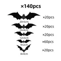 140pcs 3D black bat wall stickers set for spooky Halloween party home decoration - Bat Style (BF019) / 140 Pieces