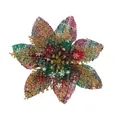 Artificial Christmas poinsettia flower in red and green plaid with gold glitter - Plaid Cloth Style / 15cm / Red/Green and Gold