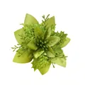 Fiore di Natale artificiale verde glitterato a più strati per decorazione dell'albero - Vestibilità regolare / 14cm / Verde
