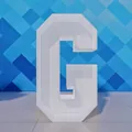 Grande cornice per palloncini a mosaico lettera G 3D bianca per decorazione di feste - Lettera G (Senza Luce) / 70cm / Bianco