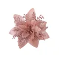 Elegante fiore di stella di Natale artificiale con glitter oro rosa per decorazione - Vestibilità regolare / 14cm / Oro rosa