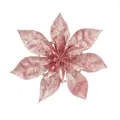 Elegant rose gold glitter artificial flower head for Christmas tree decoration - 15cm Large / Rose Gold
