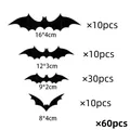 60-piece pack of 3D black bat wall decals in 4 sizes for Halloween party decoration - Bat Style (BF002) / 60-Piece Set