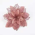 Fiore di stella di Natale artificiale glitter oro rosa per decorazioni natalizie - Oro rosa