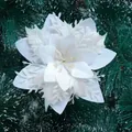 Sparkling white glitter Christmas poinsettia artificial flower head for holiday tree decor - Poinsettia Flower / White
