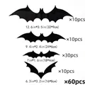 60-piece black 3D bat wall stickers set in four sizes for Halloween party decoration - Model 009 (60 Pcs)