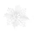 Elegant white glitter artificial Christmas flower for holiday tree and party decoration - 9cm Flower Head / 1 Piece / White