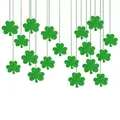 Close-up of glittery green shamrock hanging garland for St. Patrick's Day party decor - Eighteen Pieces