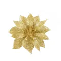 Sparkling artificial gold glitter poinsettia flower head for Christmas tree decoration - 9cm Small / Gold