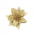 Fiore artificiale dorato scintillante per eleganti decorazioni dell'albero di Natale - Vestibilità regolare / 7.5cm / Oro chiaro
