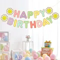 Banderole Happy Birthday tournesol pastel pour décoration de fête d'anniversaire bébé - Bannière Anniversaire Tournesol