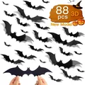 Lot de 88 stickers muraux chauve-souris 3D pour décoration de fête d'Halloween maison - Ensemble Chauve-souris (BF018) / 88 Pièces/Pack