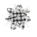 Artificial black and white buffalo plaid poinsettia flower for Christmas tree decor - Plaid Cloth Style / 15cm / Black/White and White