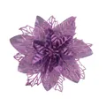 Fiore di stella di Natale artificiale viola glitterato per decorazioni di alberi e ghirlande - Viola