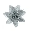 Fiore di stella di Natale artificiale argento scintillante per decorazione albero di Natale - Vestibilità regolare / 7.5cm / Argento