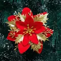 Red and gold glitter artificial Christmas poinsettia flower head for holiday decor - Poinsettia Flower / Gold Red