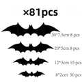 Set of 81pcs 3D black bat wall stickers in four sizes for Halloween party decoration. - Model 011 (81 Pcs)