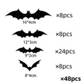 Set of 48 pieces 3D black Halloween bat wall stickers available in four distinct sizes - Bat Style (BF022) / 48 Pieces/Pack