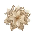 Fiore di stella di Natale artificiale glitter oro champagne per decorazioni per alberi. - Champagne
