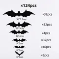124pcs set of 3D black bat wall stickers in various sizes for Halloween party decoration - Bat Style (BF013) / 124 Pieces Pack
