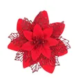 Stella di Natale rossa artificiale con petali in rete glitterata per albero - Tutto Rosso